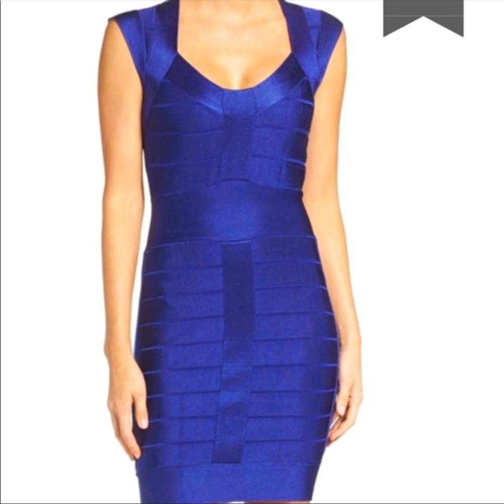 French connection blue bandage bodycon dress 8